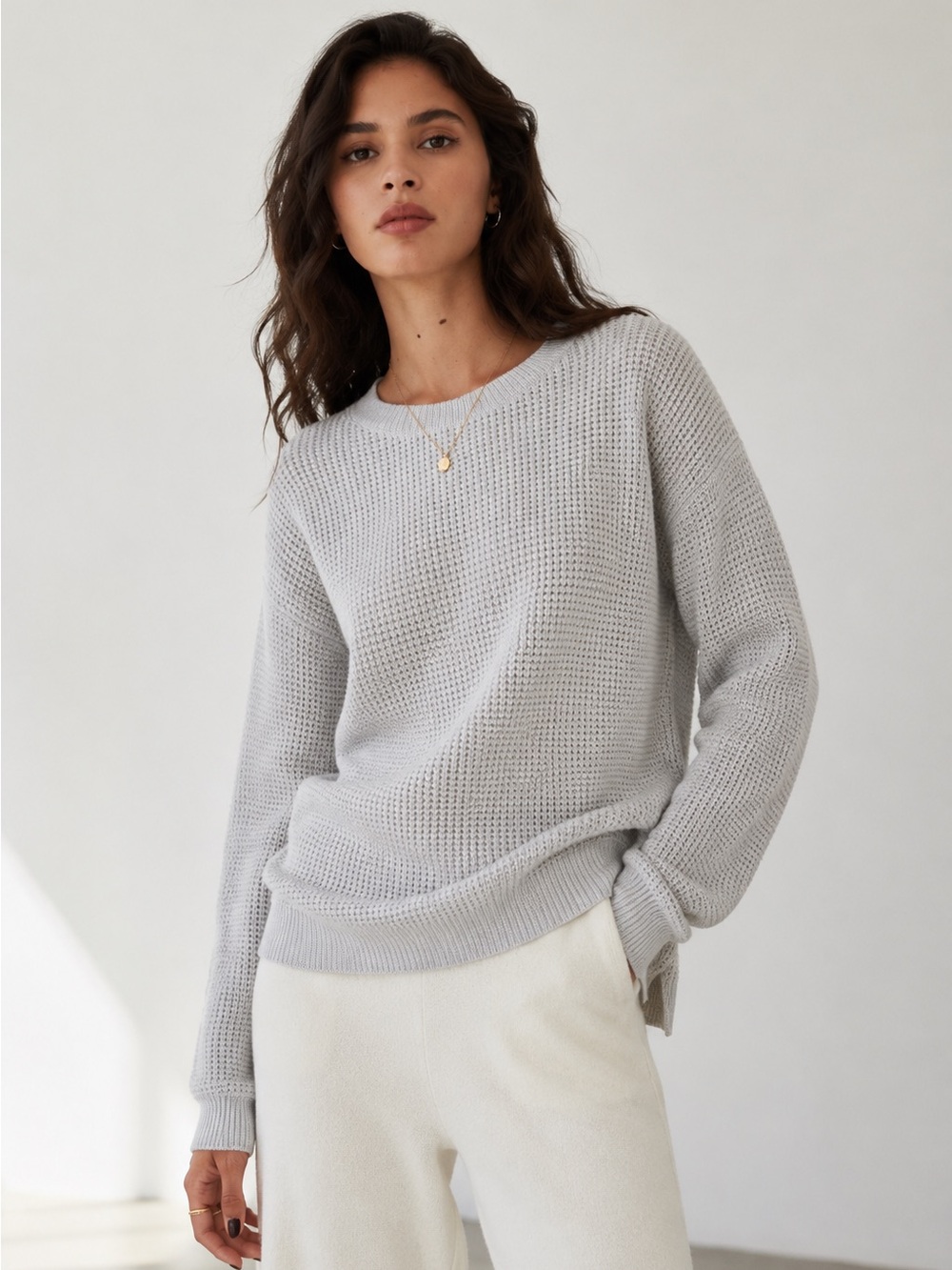 Aritzia Wilfred Free Isabelli 100% Merino Wool Waffle Knit Sweater S